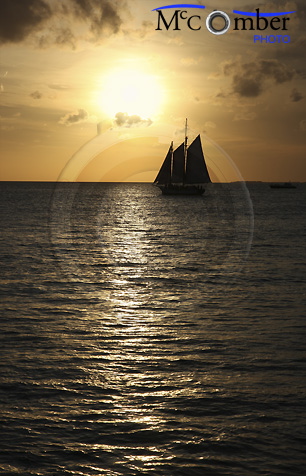 Key West sunset with sailboat silhouette